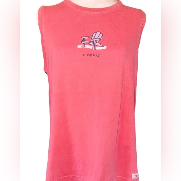 Life Is Good “Simplify” Pink Muscle Tee - Picture 1 of 7